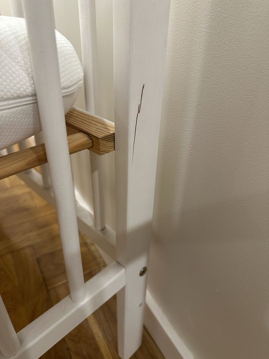 Drewniane łóżeczko dostawka z materacem