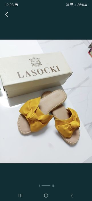 Klapki 37 jak skóra espadryle łączki kokardą  jak nowe