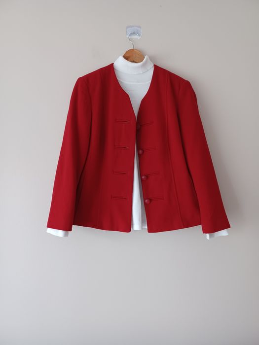 Piękny wełniany żakiet retro chic Xl/XXL czerwony Gray&Osbourn
