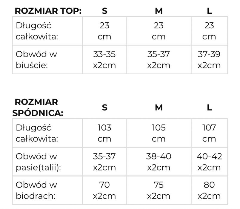 Elegancki czarny komplet M Bella S spodnica top