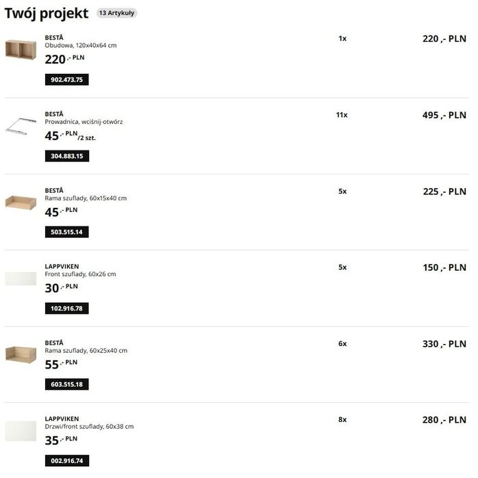 Komoda i szafa, Ikea Besta / Bestå