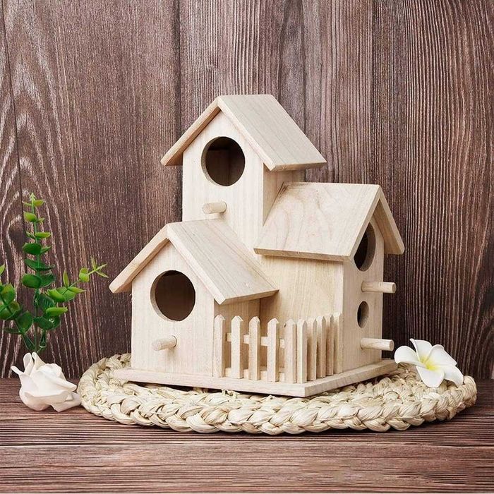 Casa de madeira rústica ninho para aves pássaros - NOVO