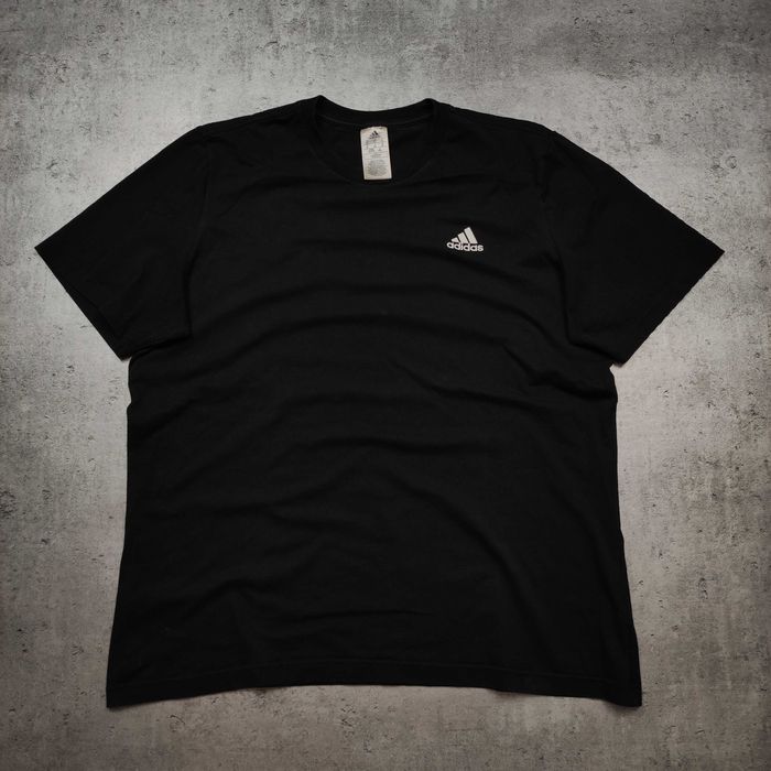 MĘSKA Koszulka Bawełna Czarna Codzienna Haft Logo Adidas Sport Casual