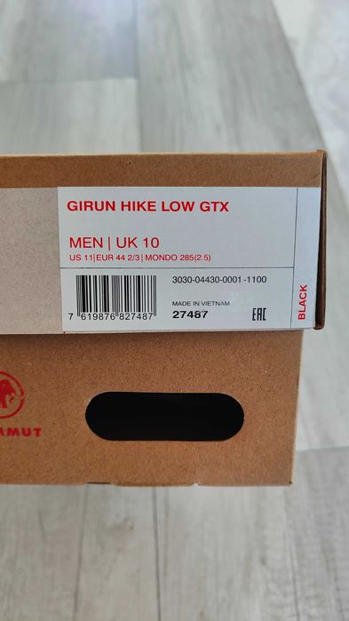 Buty Mammut Girun Hike Low GTX Men Gore-Tex Rozmiar 44 2/3 Nowe czarne