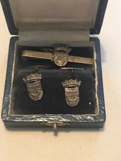 Silver Cufflink and Tie Pin Set - Lisbon City Council and Spain