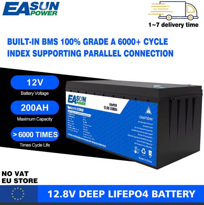 Акумулятор LiFePO4 200Ah 12.8V EASUN BMS В Наявності!