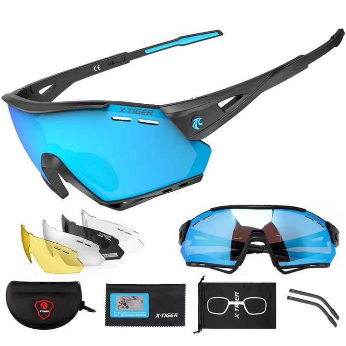 Okulary rowerowe X-TIGER MTB sportowe spolaryzowane 5-lens męskie damskie