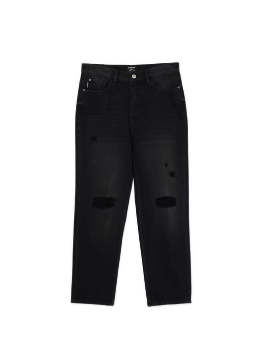 Nowe czarne męskie spodnie jeansowe z dziurami loose baggy Cropp denim