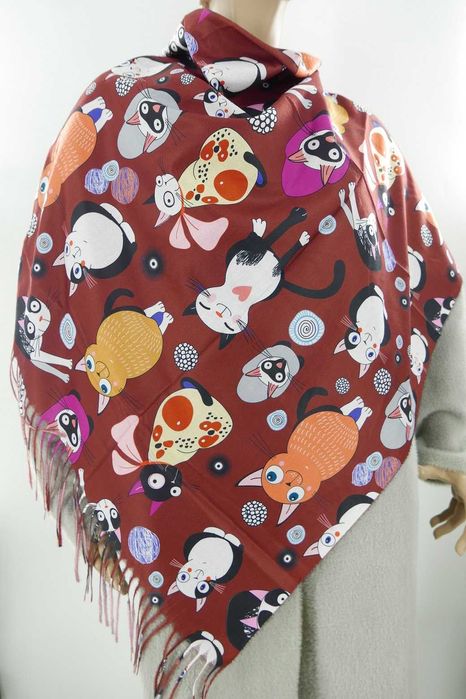 Chusta Szal Duża pies Kot Koty ciepła Wiskoza