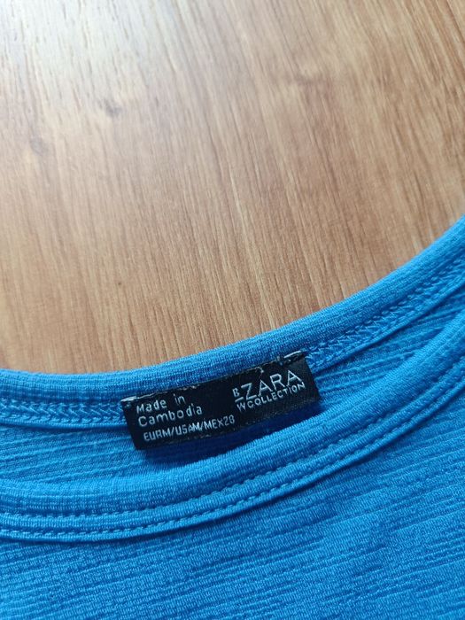 Zara M/38 bluzka damska niebieska z falbaną