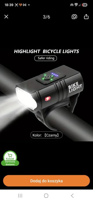 Lampka  Rowerowa USB.Super Mocna