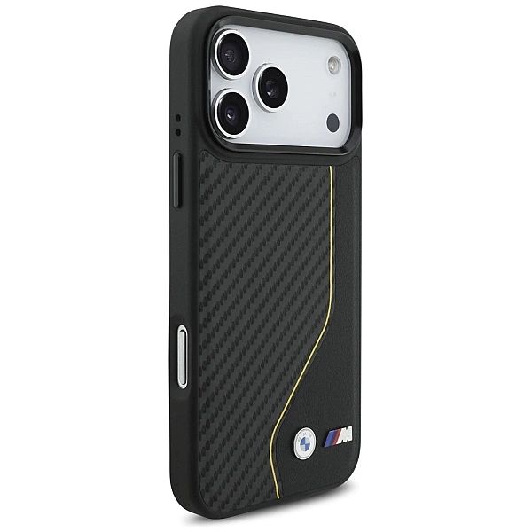 Etui BMW M Carbon Line & Logo MagSafe na iPhone 17 Pro Max - żółte