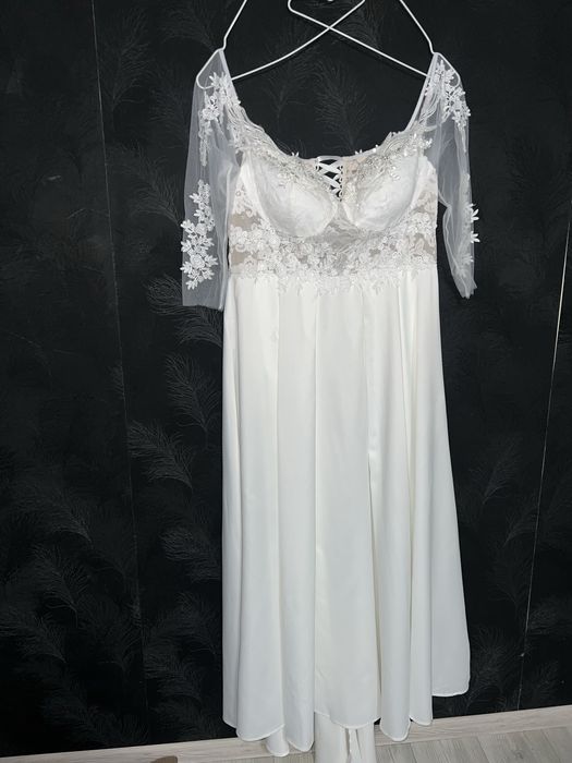 Нова весільна сукня великого розміру з рукавами  - Shein, 4XL (58-60)