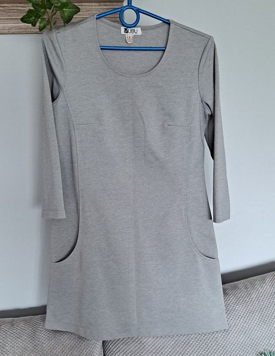 Sukienka szara materiałowa na komunię,niedzielę vubu M L