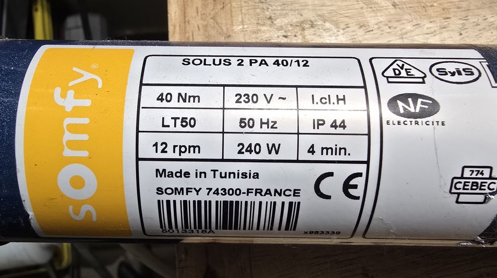 Silnik Somfy Solus PA 40/12 240W