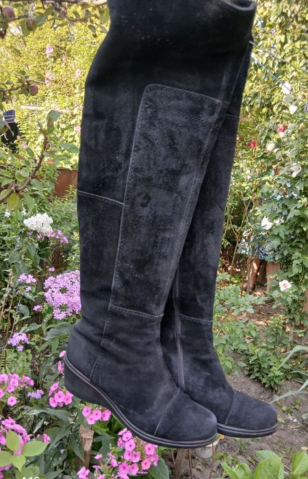 Сапожки замшеві,натуральні,ботфоиди 37р.