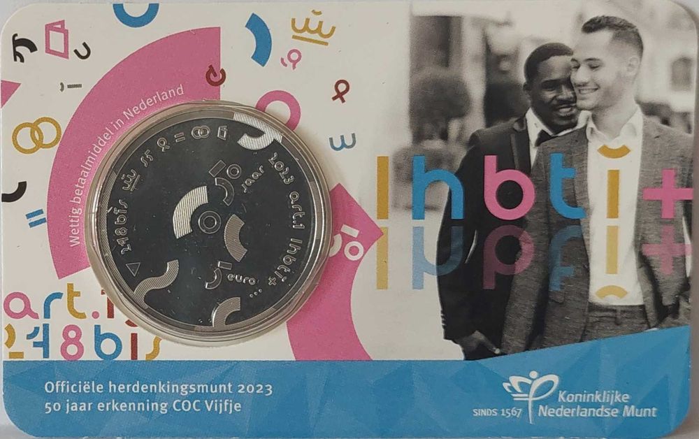 Moeda 5 € Prata - 50.º Aniversário - Integração da Homossexualidade