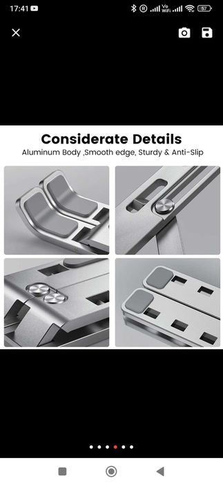 Podstawka pod laptopa Aluminium regulowana do max 15.6 laptop