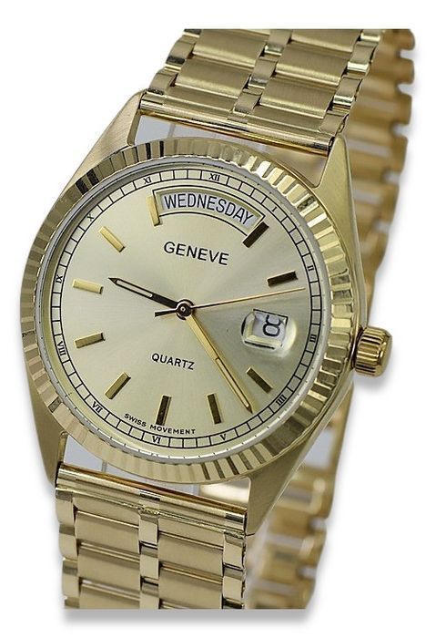 Złoty zegarek bransoletą męski 14k Geneve mw013ydy&mbw007y Wrocław Wr