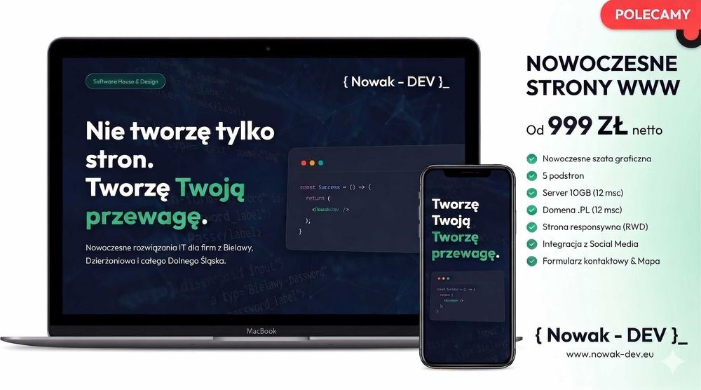 Tworzenie Stron Internetowych WWW | Domena i Hosting  | Nowak-DEV
