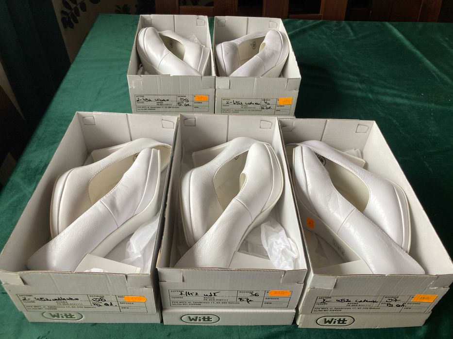 Nowe buty białe, r. 37 i 39 wys. 7 cm wyprzedaż