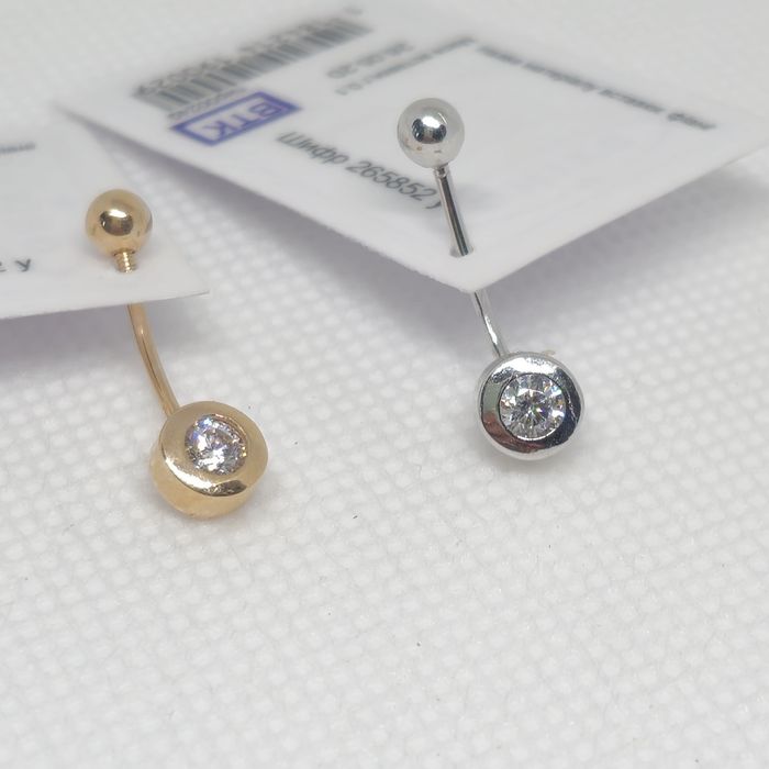 Пірсінг. З червоного та білого золота. Нові. Бред Онікс.