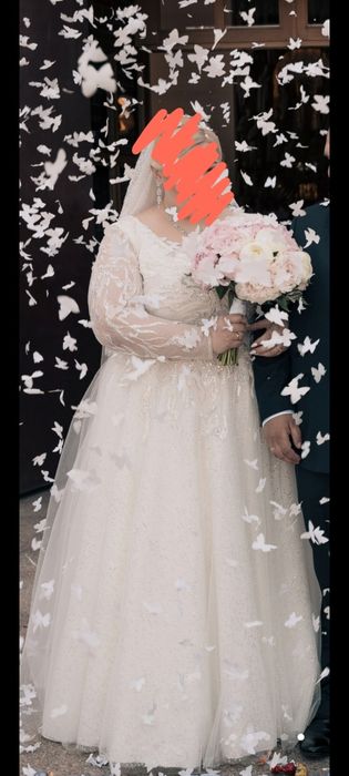 Suknia ślubna plus size 50-52-54 ivory, śmietanka, złamana biel