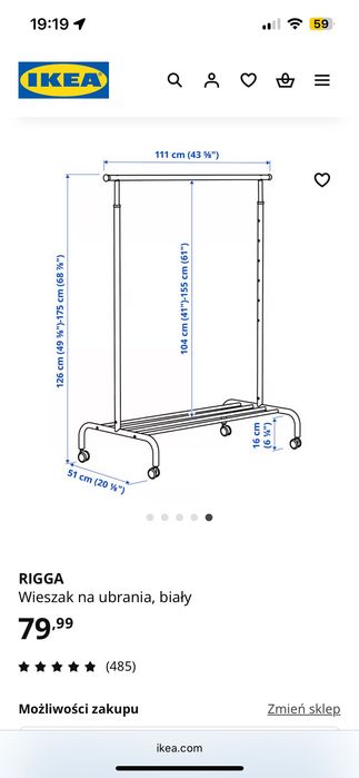 Wieszak na kółkach ikea