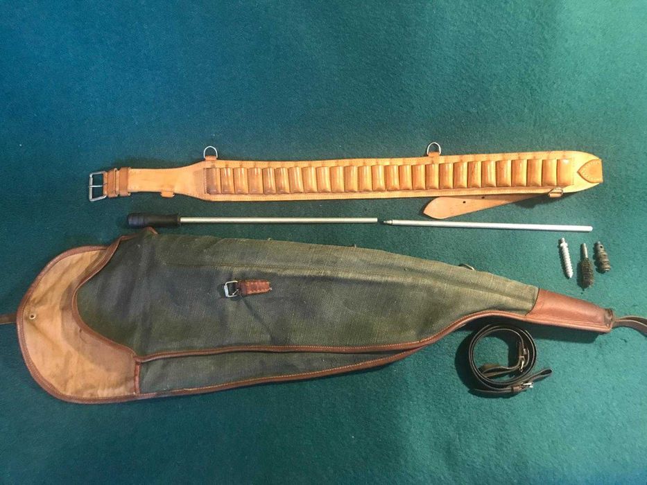 Myśliwskie - futerał, wycior, pas nabojowy, pasek, troki - komplet