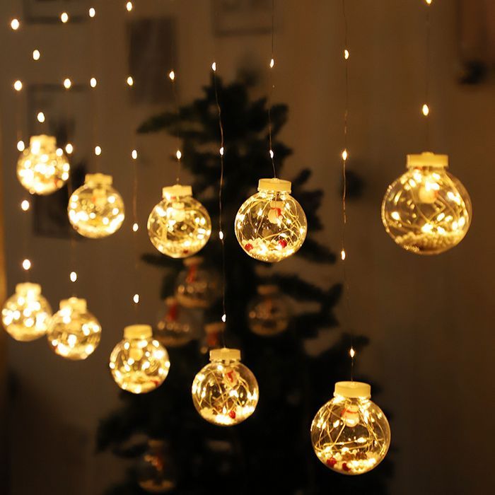 Lampki Świąteczne Kurtyna Bombki Z Drucikami Led