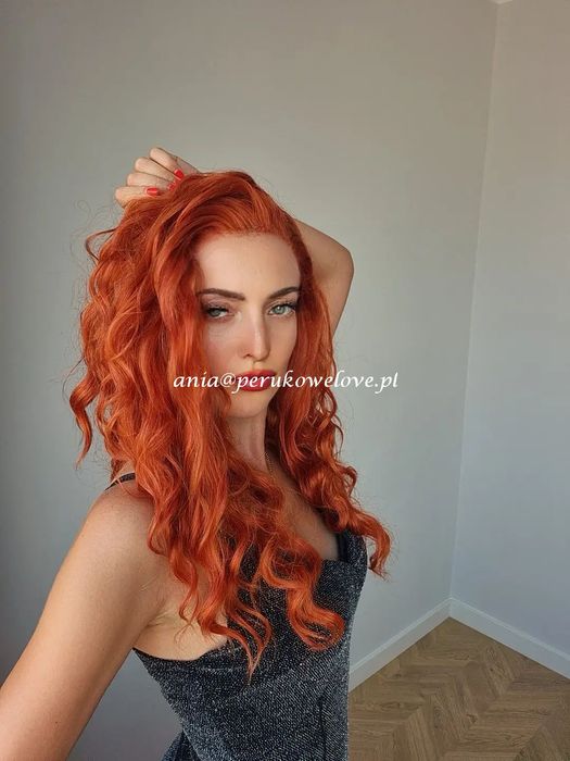 Peruka ruda lace front loki kręcone włosy na co dzień Merida