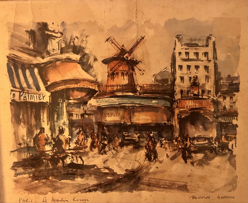 Quadro “Paris Moulin Rouge” assinado por  Marius Girard.