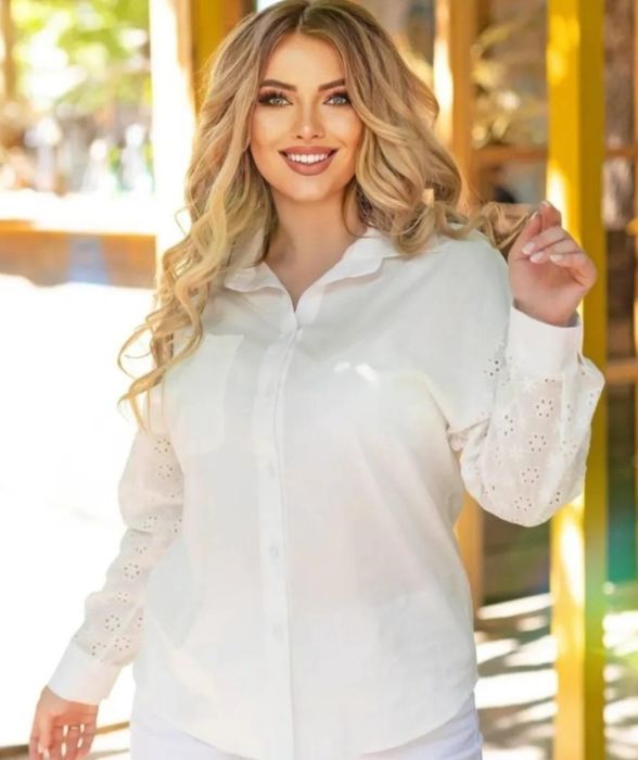 Новая женская белая хлопковая рубашка большого размера р 54-56