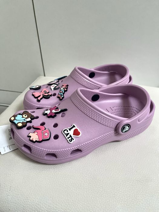 nowe crocsy liliowo-różowe crocs purple pink