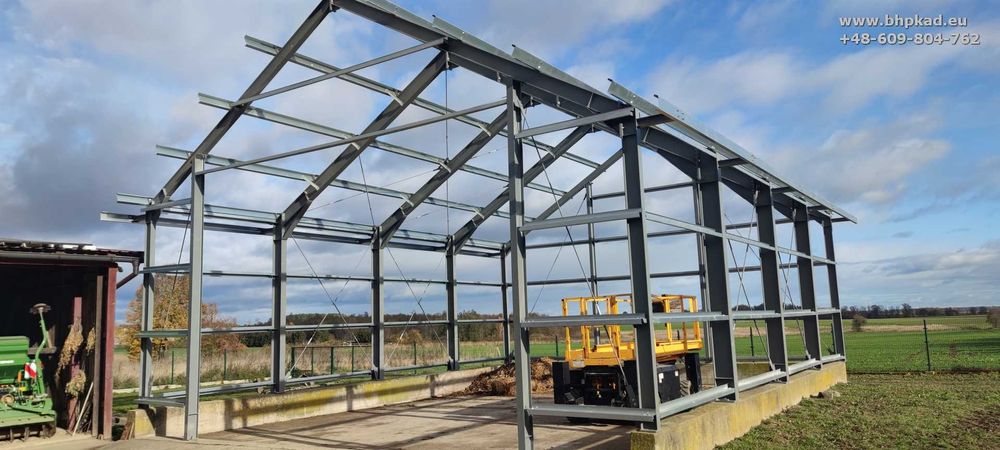 Konstrukcja stalowa. Hala. Garaż. Wiata. 10,6m x 13m. Bartoszyce.
