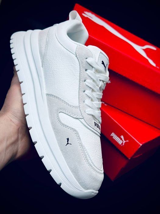 Puma шкіряні чоловічі кросівки білі для повсякденного носіння