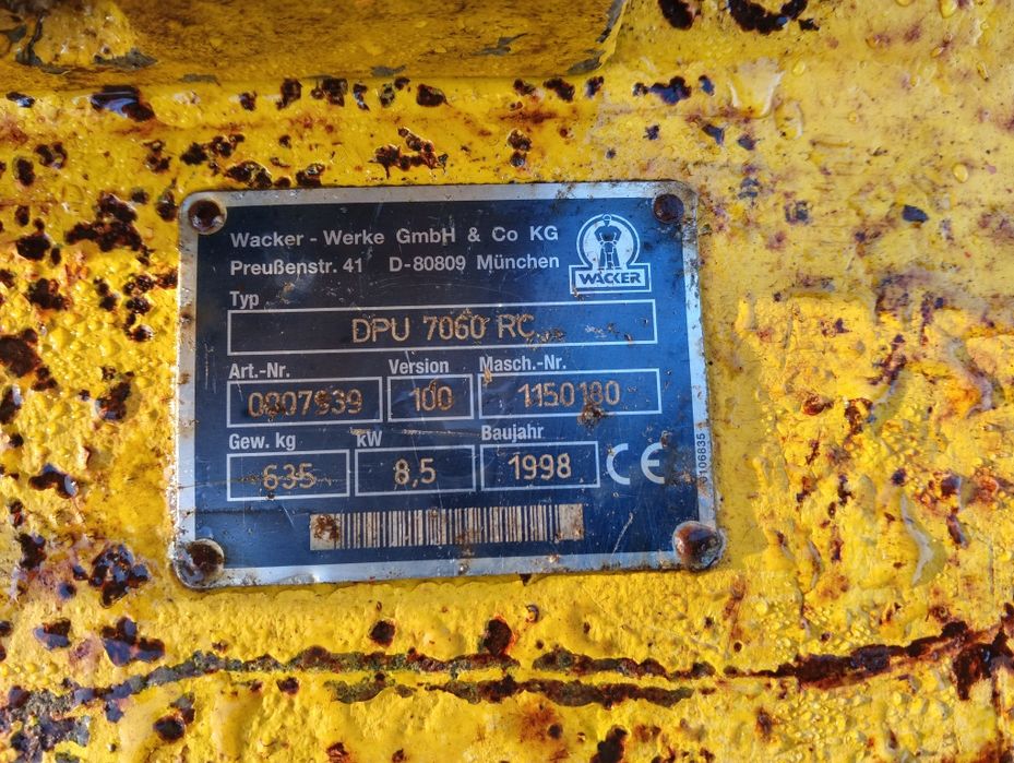 Zagęszczarka WACKER diesel 635kg z sterowaniem na pilot