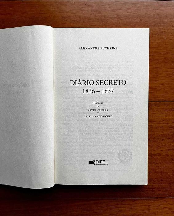 "Diário Secreto (1836 / 1837)" de Alexandre Puchkine