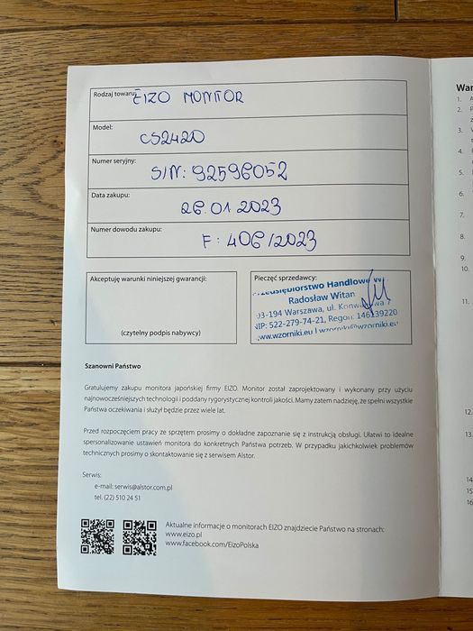 EIZO ColorEdge CS2420 stan idealny, przepracowane 494 GWARANCJA!