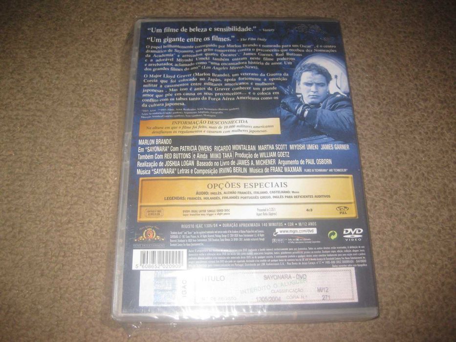 DVD "Sayonara" com Marlon Brando/Raro/Selado!