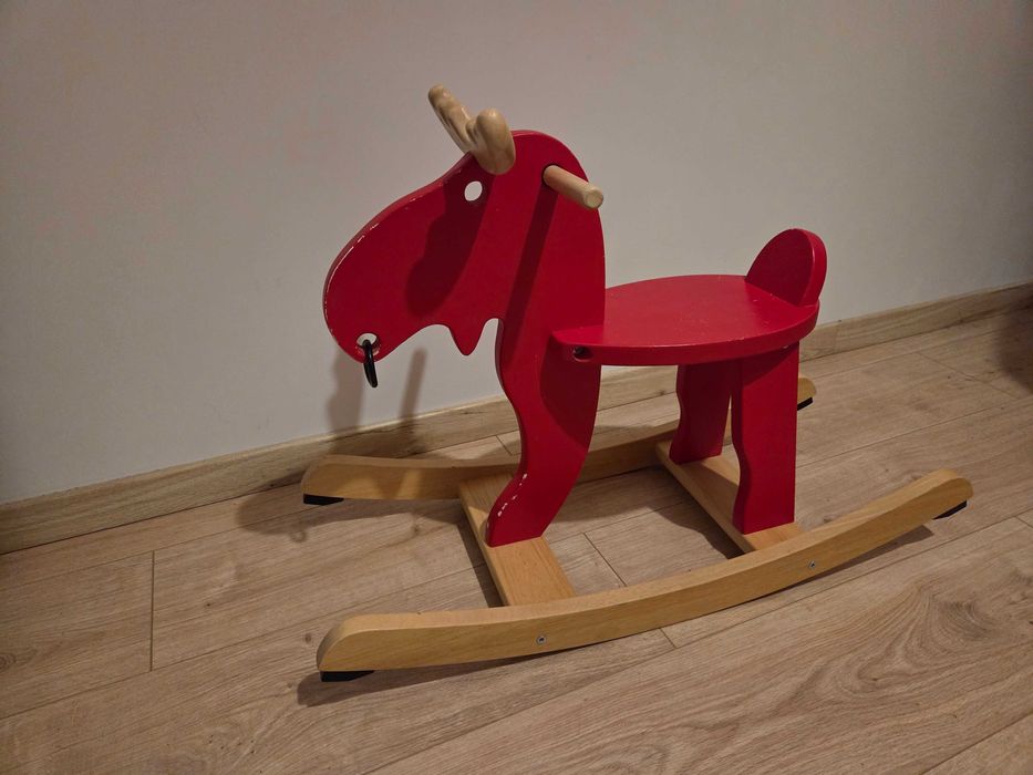 Ekorre Łoś na biegunach IKEA , czerwony/drewno kauczukowe