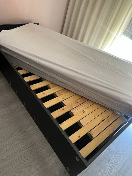Cama extensível 3 em 1 preta 80x200