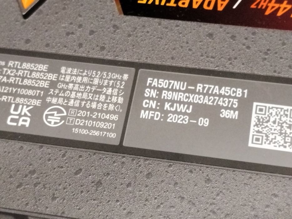 Portátil ASUS FA507nu  gaming