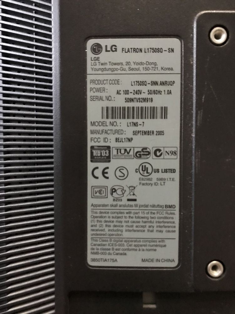 Монитор LG FLATRON L1750SQ: 500 грн. - Монітори Житомир на Olx