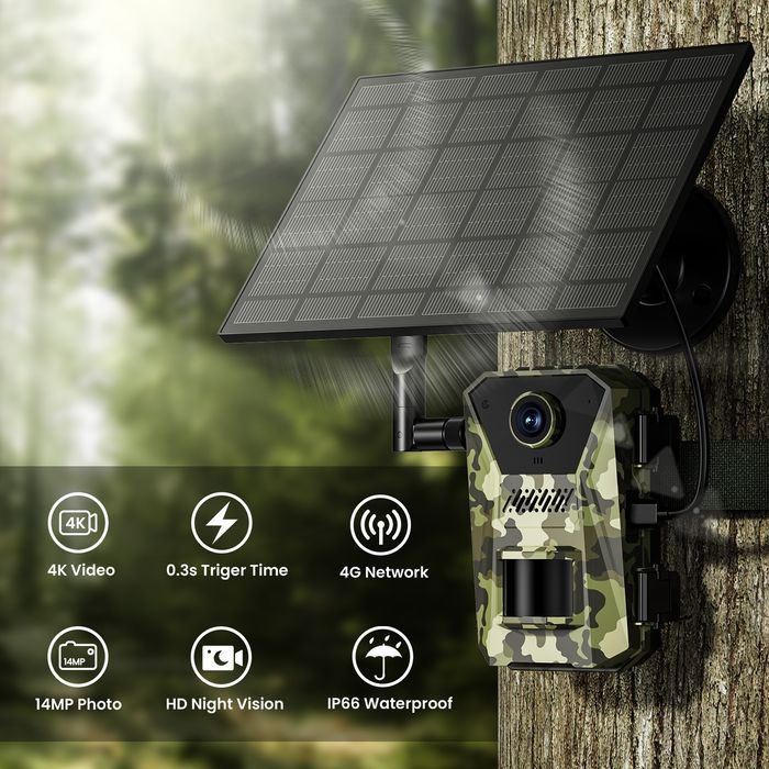 4G+ Solar Hunting Camera with Trap Function, Remote Live/Historical Access via App64738700450050122