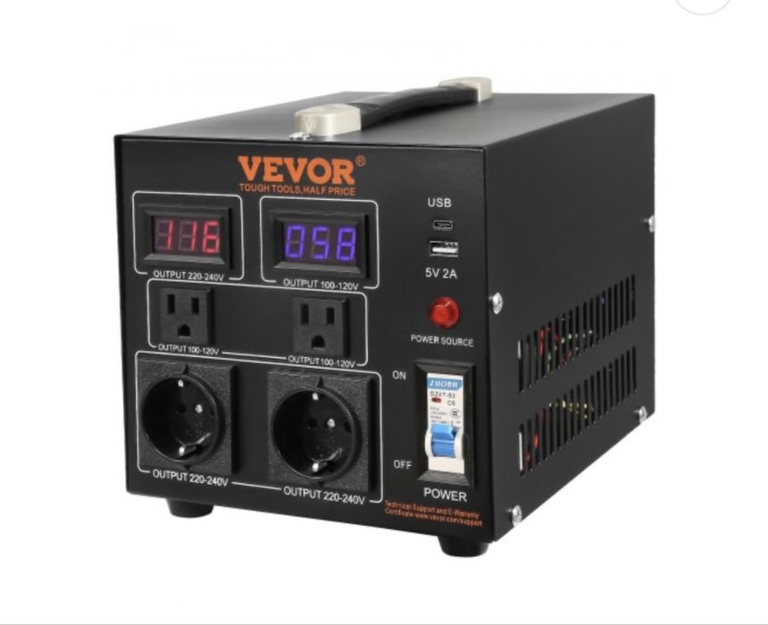 VEVOR 2000W  AC 110V to 220V Перетворювач напруги , трансформатор