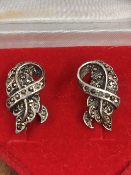 Винтажные серьги капельное серебро, сережки срібні