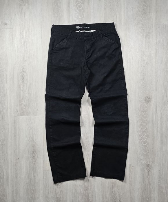 Calça de trabalho Dickies preta para mulher, corte direito, cintura mé