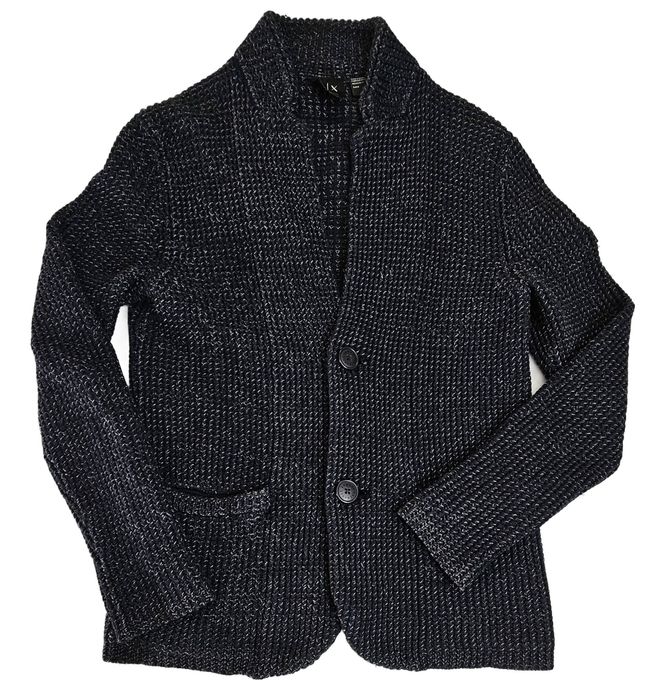 Kardigan Armani Exchange Męski Z Dodatkiem Wełny Granatowy Rozmiar S