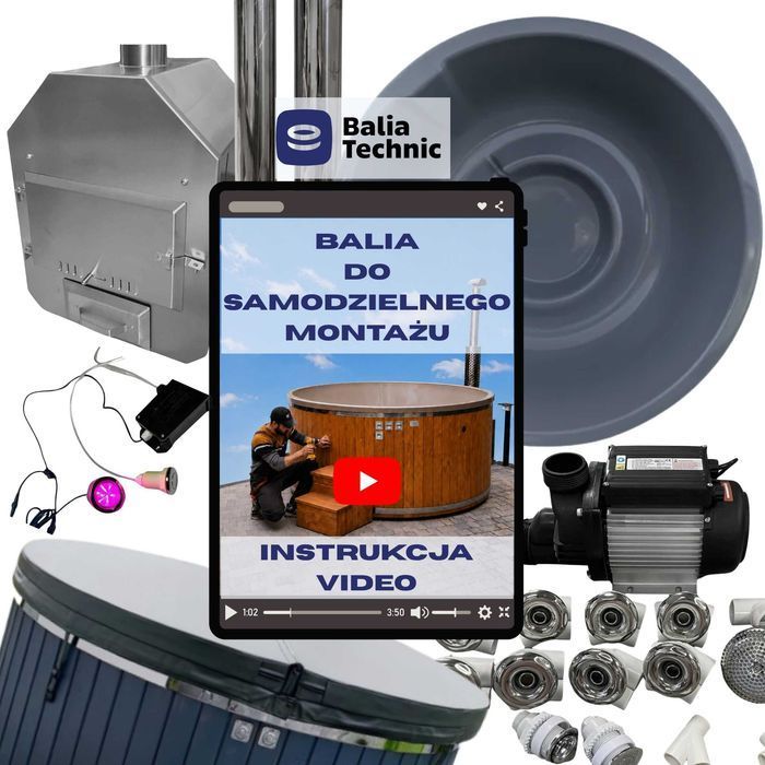 BALIA DO SAMODZIELNEGO MONTAŻU Z PIECEM HYDROMASAŻEM | Zrób to sam DIY bania ogrodowa | Wkład okrągły 200 cm zrob jacuzzi Zestaw balii majsterkowicza